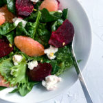 Roasted beet & grapefruit salad with pistachios and goat cheese