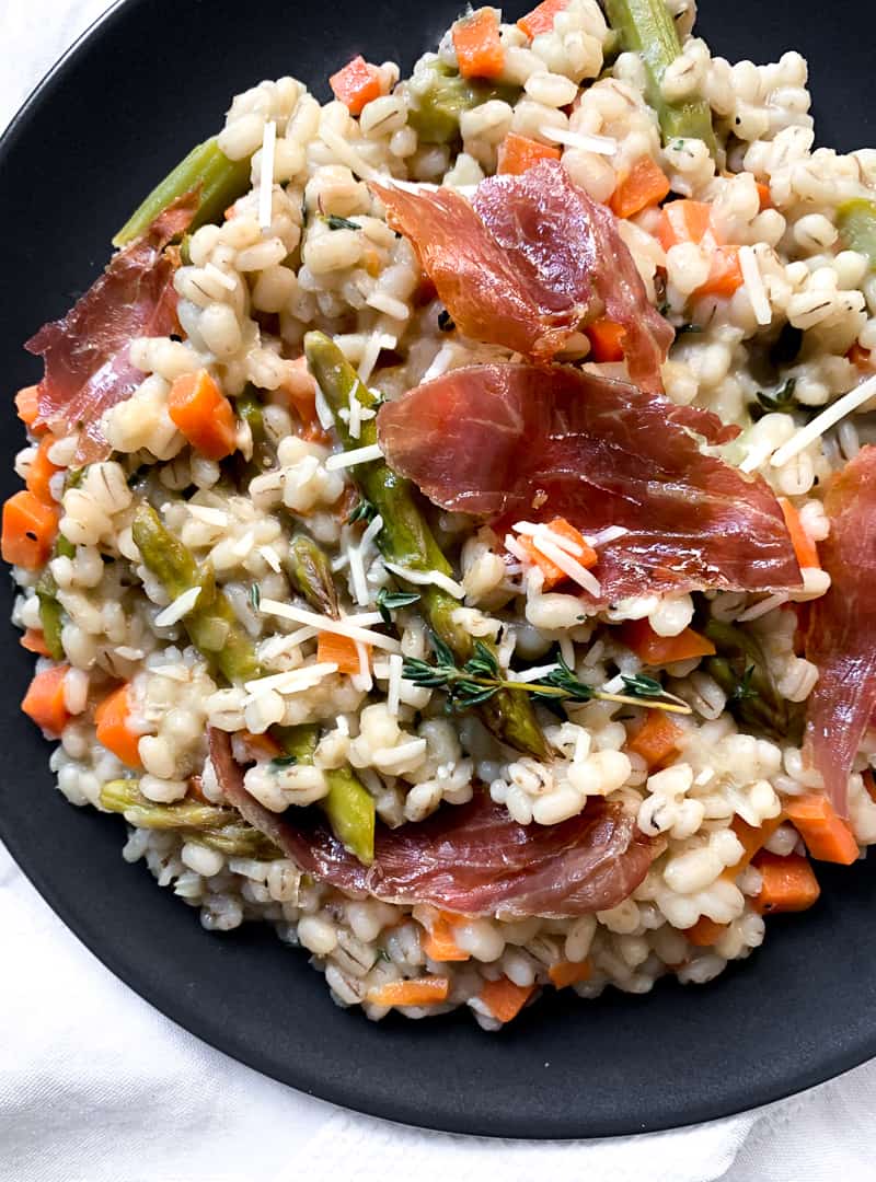 Barley Risotto with Asparagus and Crispy Prosciutto