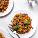 taco pasta salad on a white plate