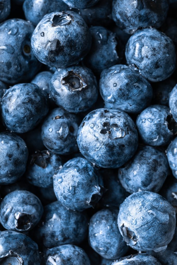 close up of blueberries containing blue phytonutrients