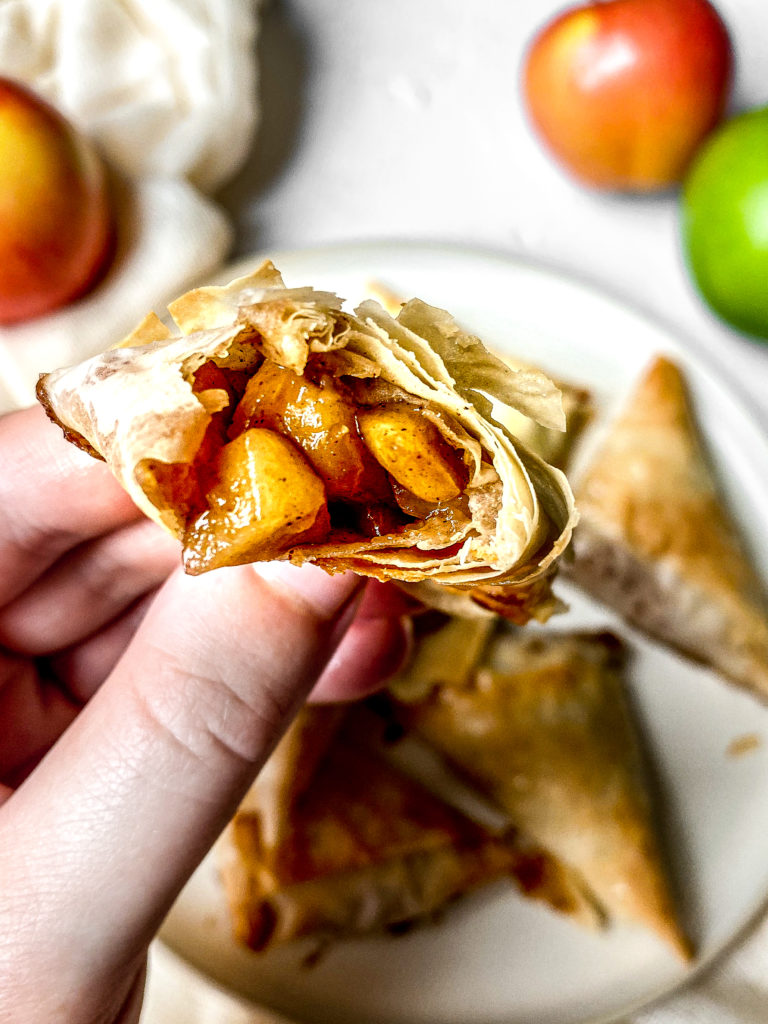 close-up of the inside of a turnover