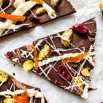 piece of chocolate bark on parchment paper