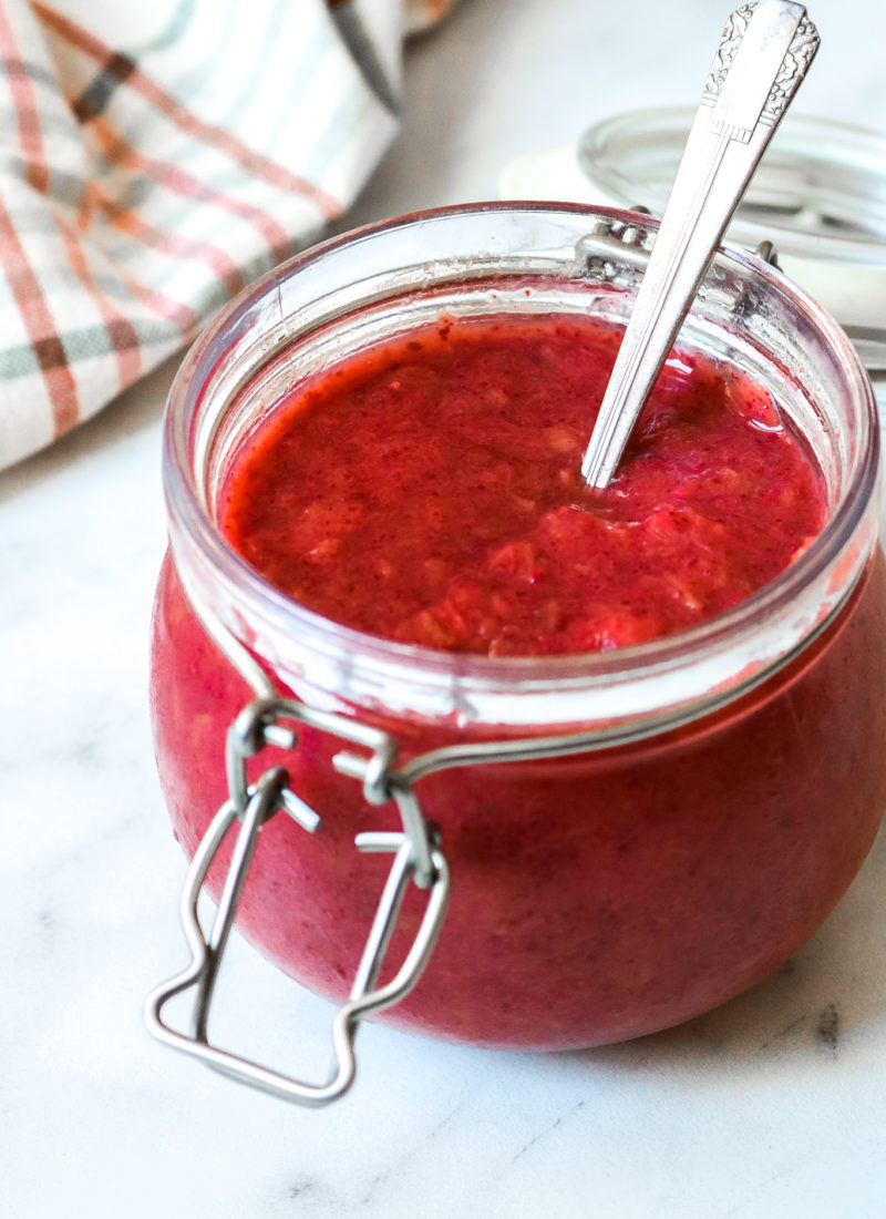 Easy Strawberry Rhubarb Chia Jam (only 4 ingredients!)