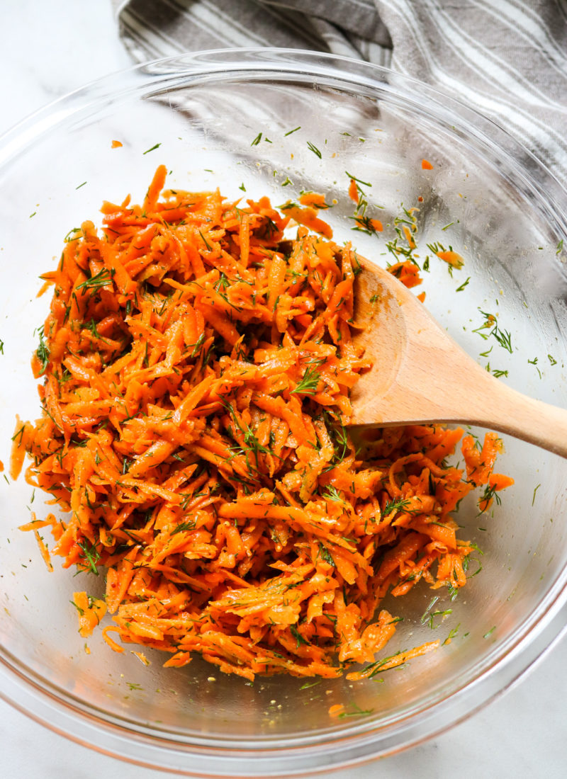 Raw Carrot Salad with Dill Mustard Dressing